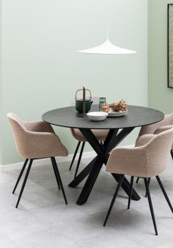ACT NORDIC Heaven Esstisch, rund – schwarze Fairbanks-Keramik und schwarzes Metall (119)