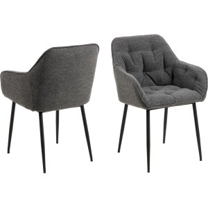 ACT NORDIC Brooke spisebordsstol, m. armln - antracitgr stof og sort metal