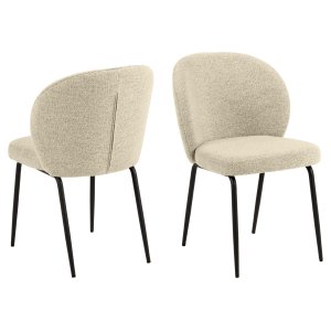 ACT NORDIC Patricia spisebordsstol - creme stof og sort metal