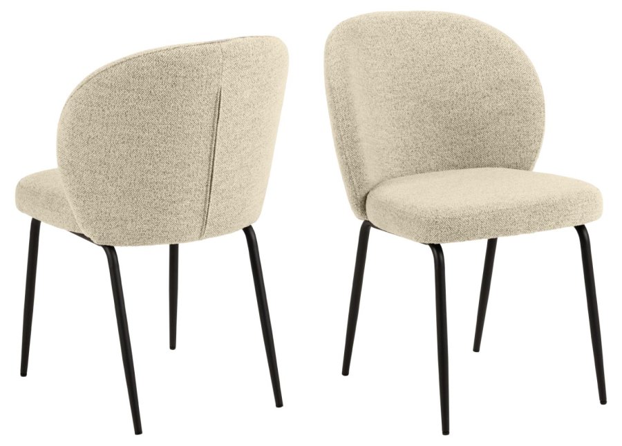 ACT NORDIC Patricia Esszimmerstuhl - cremefarbener Stoff und schwarzes Metall