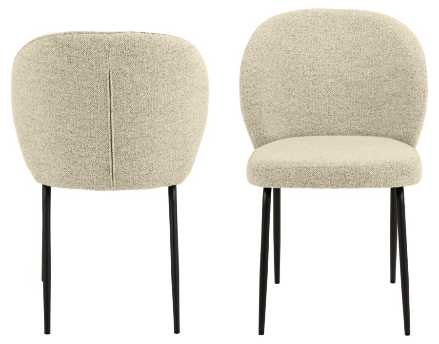 ACT NORDIC Patricia Esszimmerstuhl - cremefarbener Stoff und schwarzes Metall