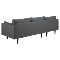 SOFAKONCEPT Cozy 2 pers. sofa, m. venstre chaiselong og 2 puder - mrkegr stof og sort bg