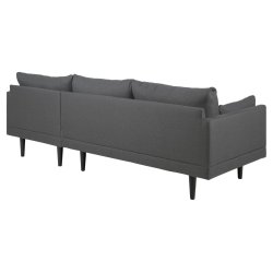 SOFAKONCEPT Cozy 2 pers. sofa, m. hjre chaiselong og 2 puder - mrkegr stof og sort bg