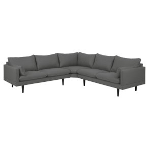 SOFAKONCEPT Cozy hjrnesofa, m. 2 puder - mrkegr stof og sort bg