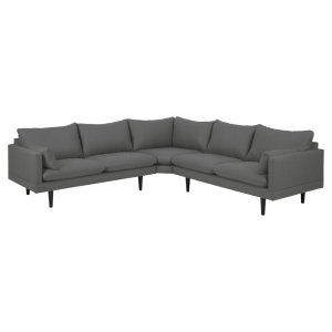 SOFAKONCEPT Cozy hjrnesofa, m. 2 puder - mrkegr stof og sort bg