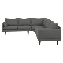 SOFAKONCEPT Cozy hjrnesofa, m. 2 puder - mrkegr stof og sort bg
