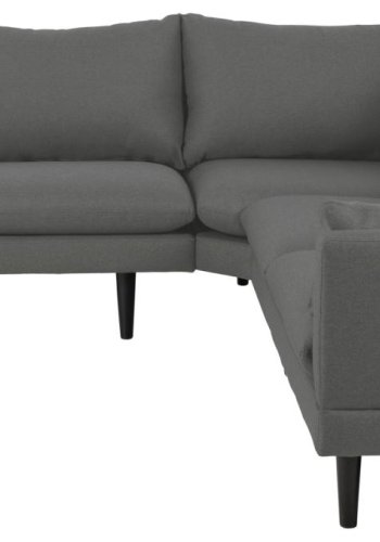 SOFAKONSEPT Koselig hjrnesofa, m. 2 puter - mrkegrtt stoff og svart bk