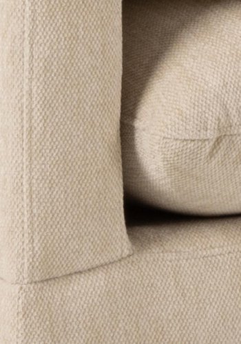 SOFAKONSEPT Koselig 2-manns sofa, med hyre sjeselong og 2 puter - kremstoff og svart metall