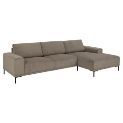 SOFAKONCEPT Noora 3 pers. sofa, m. hjre chaiselong - beige stof og sort metal