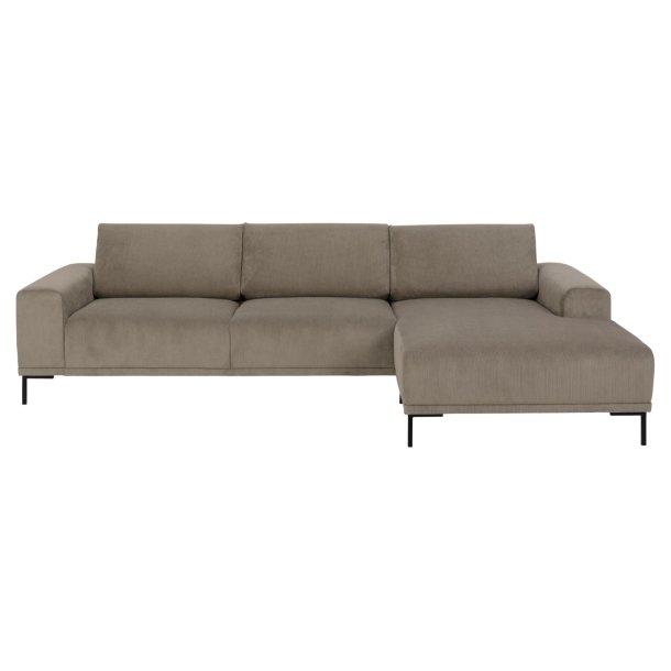 SOFAKONCEPT Noora 3 pers. sofa, m. hjre chaiselong - beige stof og sort metal