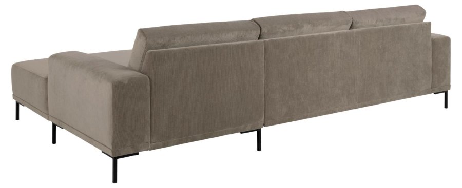 SOFAKONSEPT Noora 3-manns sofa, med hyre sjeselong - beige stoff og sort metall