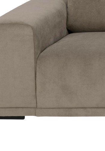 SOFAKONSEPT Noora 3-manns sofa, med hyre sjeselong - beige stoff og sort metall