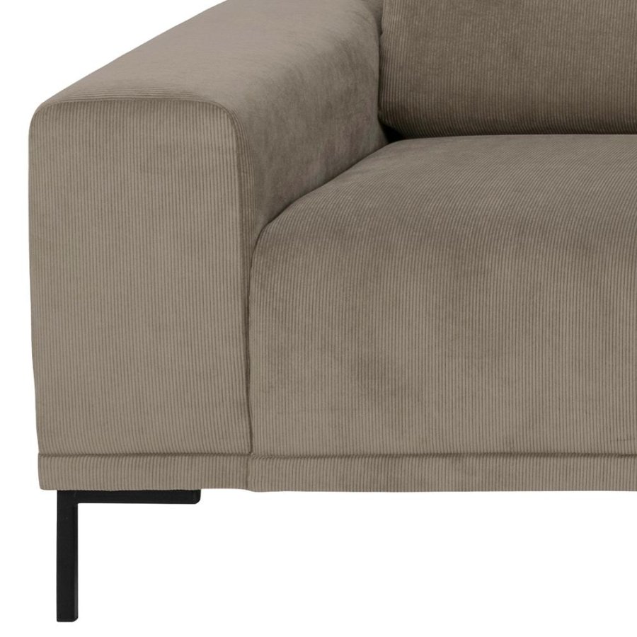 SOFAKONSEPT Noora 3-manns sofa, med hyre sjeselong - beige stoff og sort metall