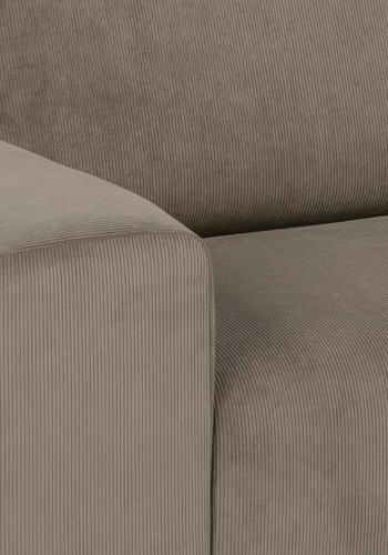 SOFAKONSEPT Noora 3-manns sofa, med hyre sjeselong - beige stoff og sort metall
