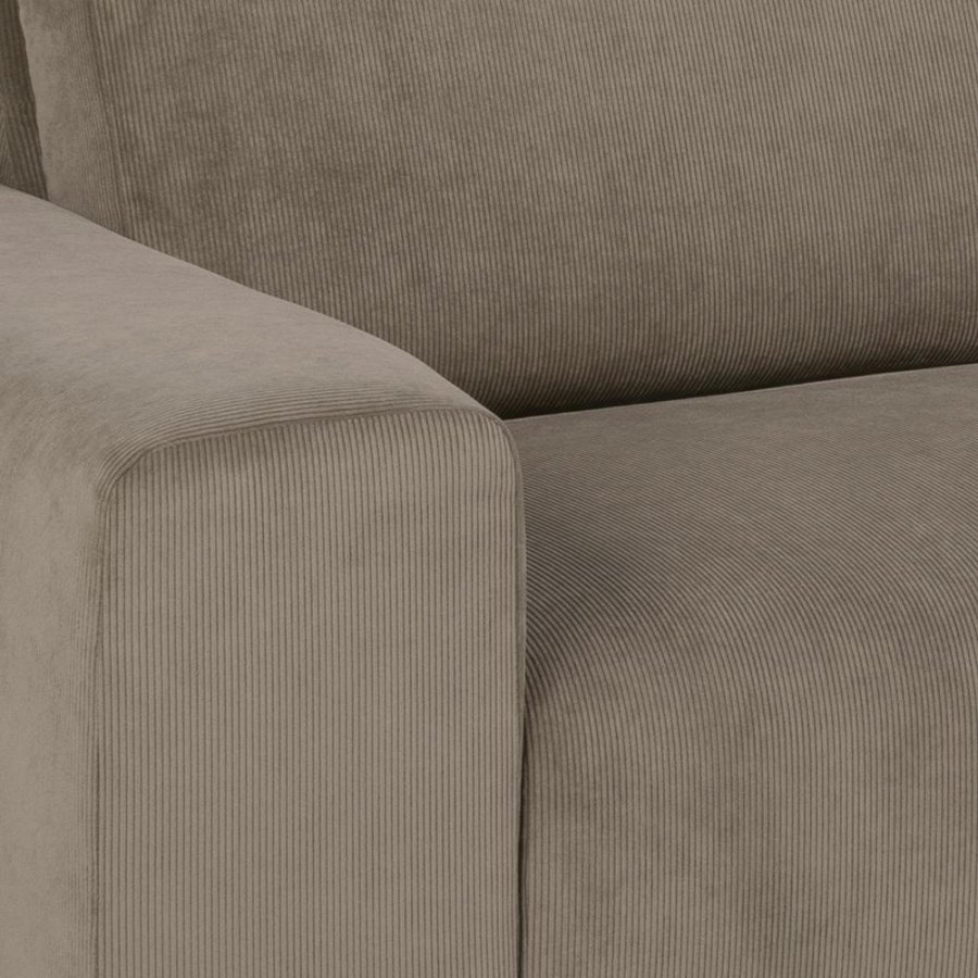 SOFAKONSEPT Noora 3-manns sofa, med hyre sjeselong - beige stoff og sort metall
