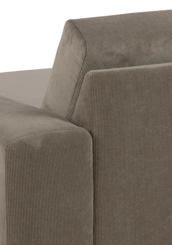 SOFAKONSEPT Noora 3-manns sofa, med hyre sjeselong - beige stoff og sort metall