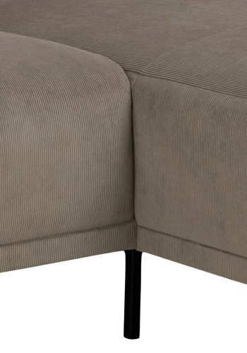 SOFAKONSEPT Noora 3-manns sofa, med hyre sjeselong - beige stoff og sort metall