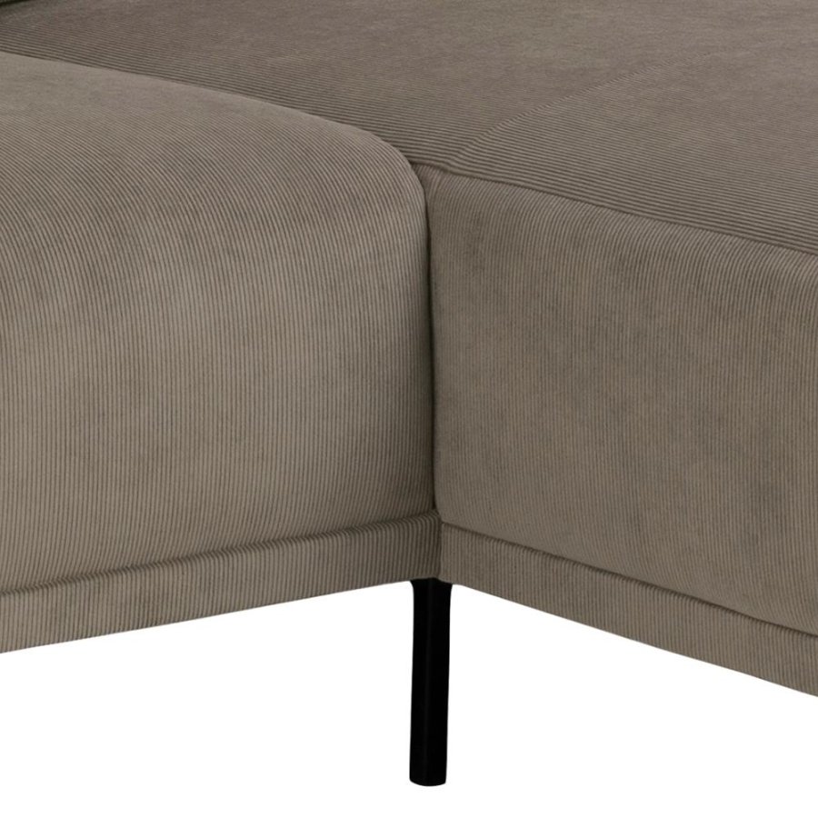 SOFAKONSEPT Noora 3-manns sofa, med hyre sjeselong - beige stoff og sort metall