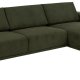 SOFAKONSEPT Noora 3-manns sofa, med hyre sjeselong - olivengrnt stoff og sort metall