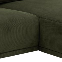 SOFAKONCEPT Noora 3 pers. sofa, m. hjre chaiselong - olivengrn stof og sort metal