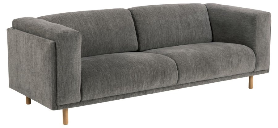 SOFAKONSEPT Elea 3-manns sofa - antrasittgrtt stoff og naturlig bk