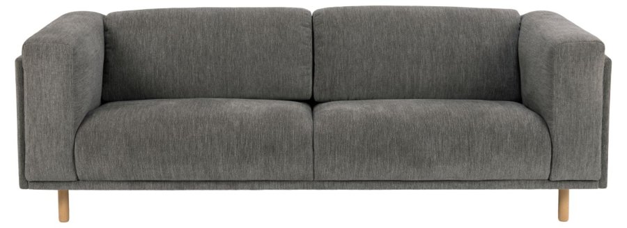 SOFAKONSEPT Elea 3-manns sofa - antrasittgrtt stoff og naturlig bk