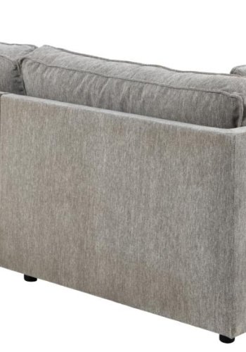 SOFAKONSEPT Cilla hjrnesofa, med venstre hvilemodul og 5 puter - lysegrt stoff og svart polypropylen