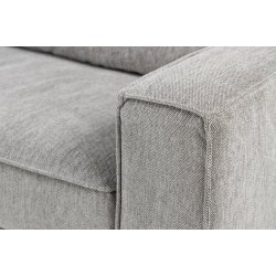 SOFAKONCEPT Cilla hjrnesofa, m. venstre hvilemodul og 5 puder - lysegr stof og sort polypropylen