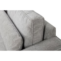 SOFAKONCEPT Cilla hjrnesofa, m. venstre hvilemodul og 5 puder - lysegr stof og sort polypropylen