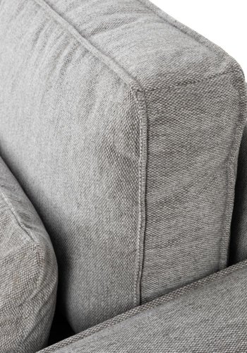 SOFAKONSEPT Cilla hjrnesofa, med venstre hvilemodul og 5 puter - lysegrt stoff og svart polypropylen