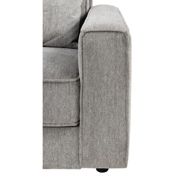 SOFAKONCEPT Cilla hjrnesofa, m. venstre hvilemodul og 5 puder - lysegr stof og sort polypropylen