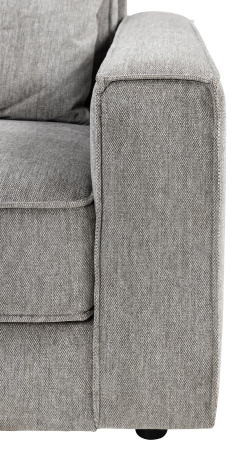 SOFAKONSEPT Cilla hjrnesofa, med venstre hvilemodul og 5 puter - lysegrt stoff og svart polypropylen