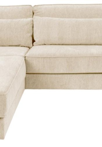 SOFAKONSEPT Cilla hjrnesofa, med venstre hvilemodul og 5 puter - kremstoff og svart polypropylen