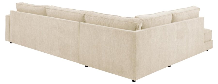 SOFAKONSEPT Cilla hjrnesofa, med venstre hvilemodul og 5 puter - kremstoff og svart polypropylen