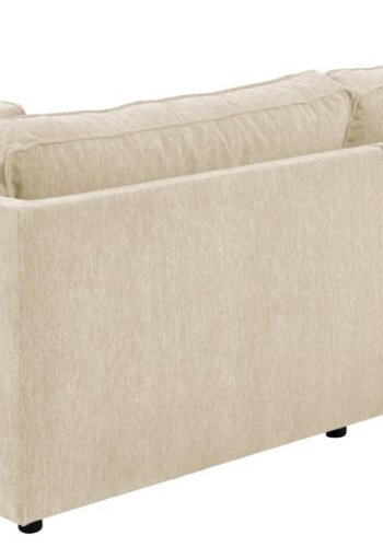 SOFAKONSEPT Cilla hjrnesofa, med hyre hvilemodul og 5 puter - kremstoff og svart polypropylen