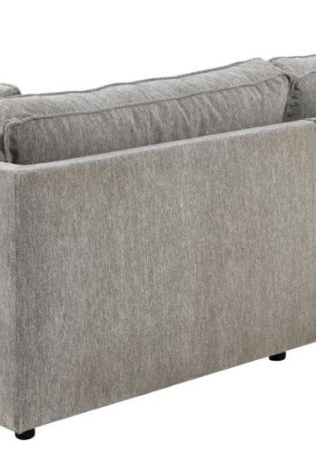 SOFAKONSEPT Cilla hjrnesofa, med hyre hvilemodul og 5 puter - lysegrt stoff og svart polypropylen