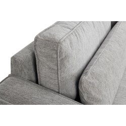 SOFAKONCEPT Cilla hjrnesofa, m. hjre hvilemodul og 5 puder - lysegr stof og sort polypropylen