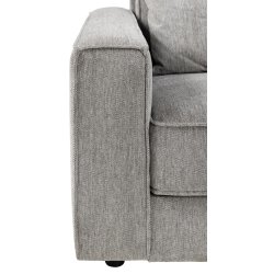 SOFAKONCEPT Cilla hjrnesofa, m. hjre hvilemodul og 5 puder - lysegr stof og sort polypropylen