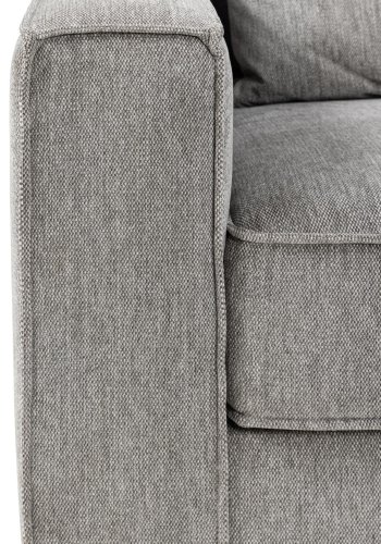 SOFAKONSEPT Cilla hjrnesofa, med hyre hvilemodul og 5 puter - lysegrt stoff og svart polypropylen