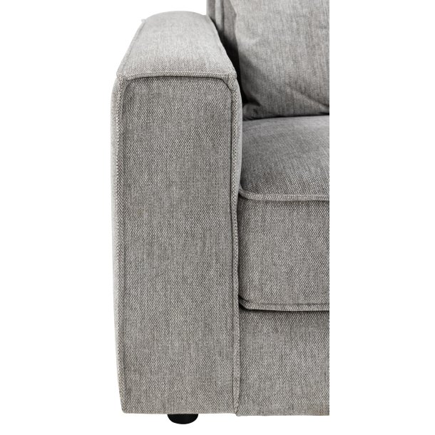 SOFAKONCEPT Cilla hjrnesofa, m. hjre hvilemodul og 5 puder - lysegr stof og sort polypropylen