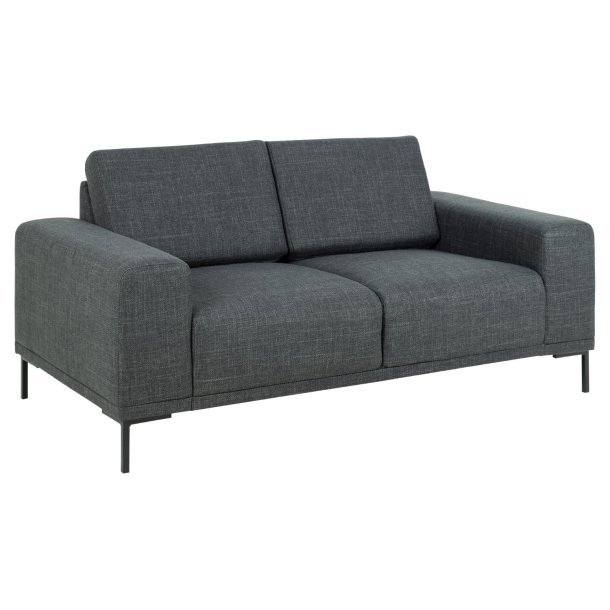 SOFAKONCEPT Noora 2 pers. sofa - mrkegr stof og sort metal