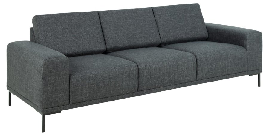 SOFAKONSEPT Noora 3-seters sofa - mrkegrtt stoff og sort metall