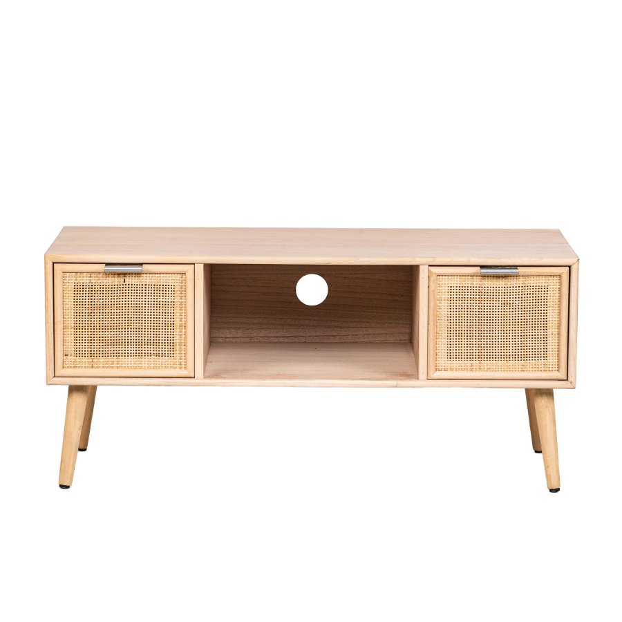 NORDLYS Akita TV-bord, m. 2 skuffer - brun rotting og tre (100x42)