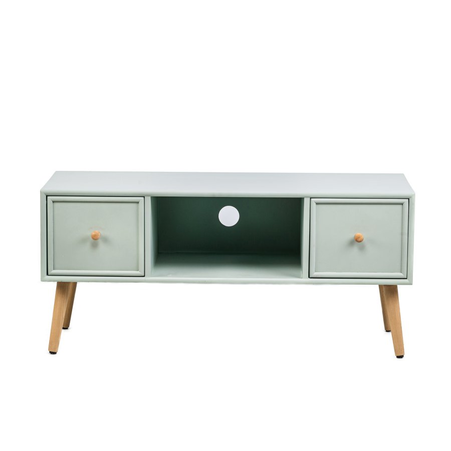 NORDLYS Akita TV-Tisch, mit 2 Schubladen – grünes Holz (100x42)