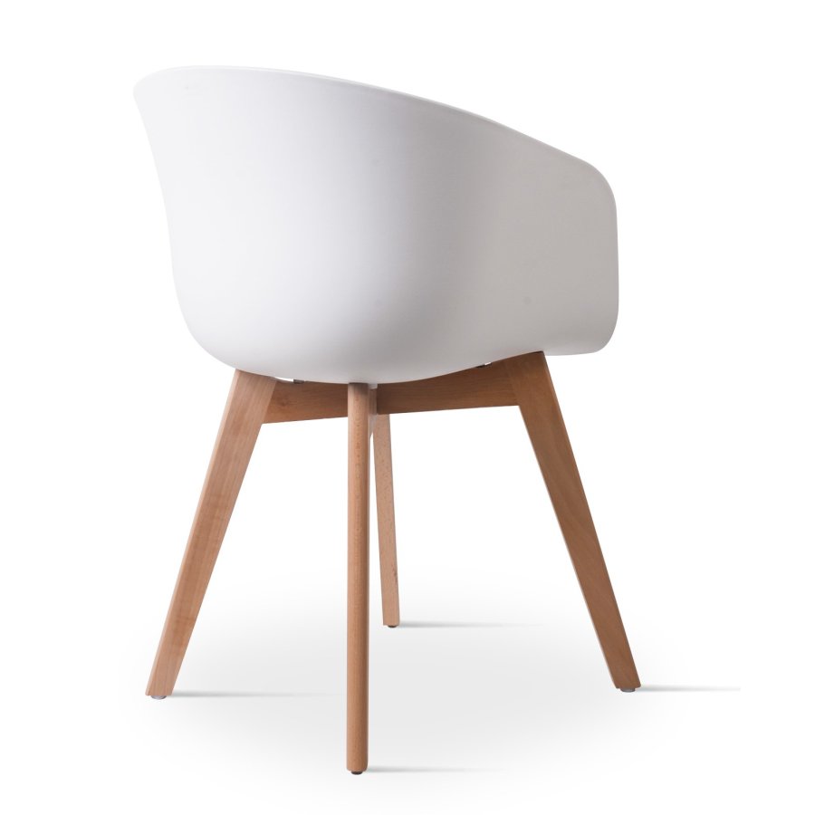 NORDLYS Alborg spisebordsstol, m. armln - hvid polypropylen og natur tr