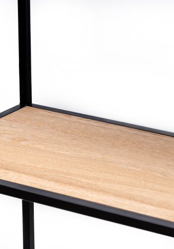 NORDLYS Arne bokhylle, m. 4 hyller - brunt tre og sort metall