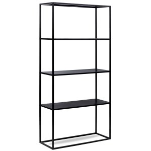 NORDLYS Arne bogreol, m. 4 hylder - sort metal(H:154cm x75cm x 27cm)