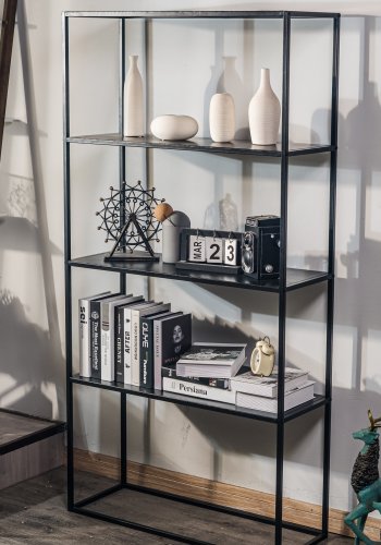 NORDLYS Arne bokhylle, m. 4 hyller - svart metall