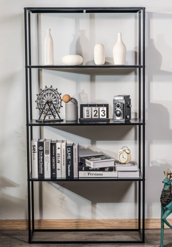NORDLYS Arne bokhylle, m. 4 hyller - svart metall