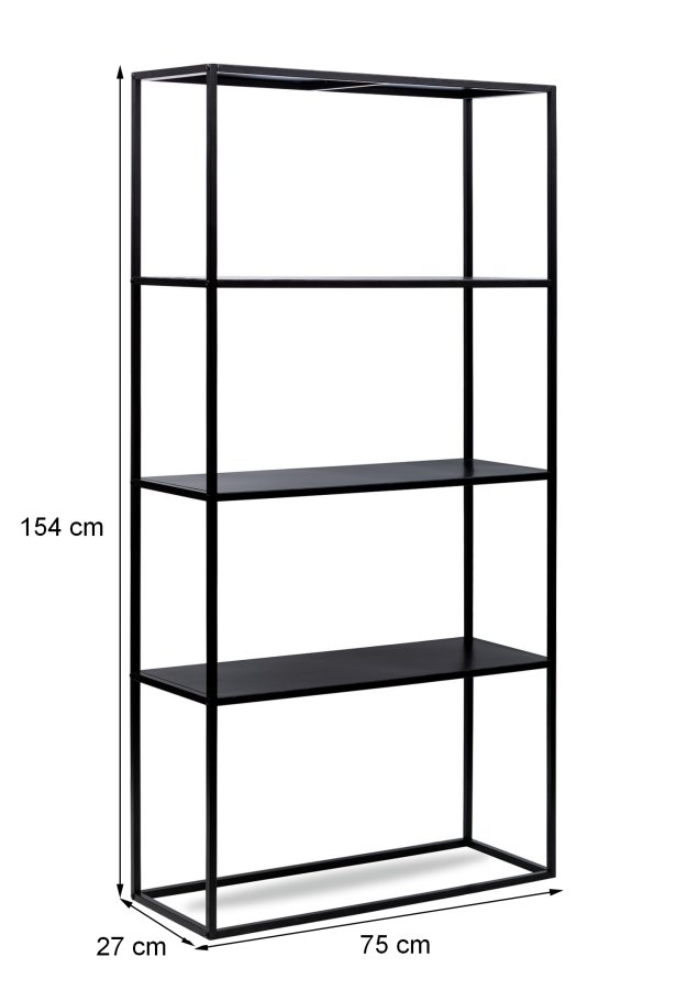 NORDLYS Arne bokhylle, m. 4 hyller - svart metall